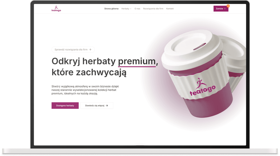 TeaToGo website on a laptop