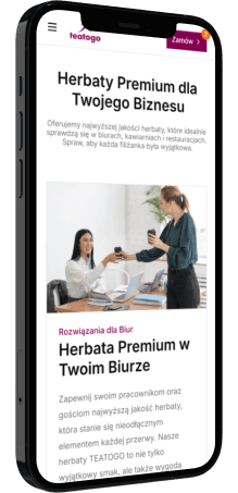 TeaToGo website on a phone