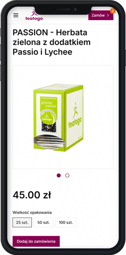 TeaToGo tea product page on a phone