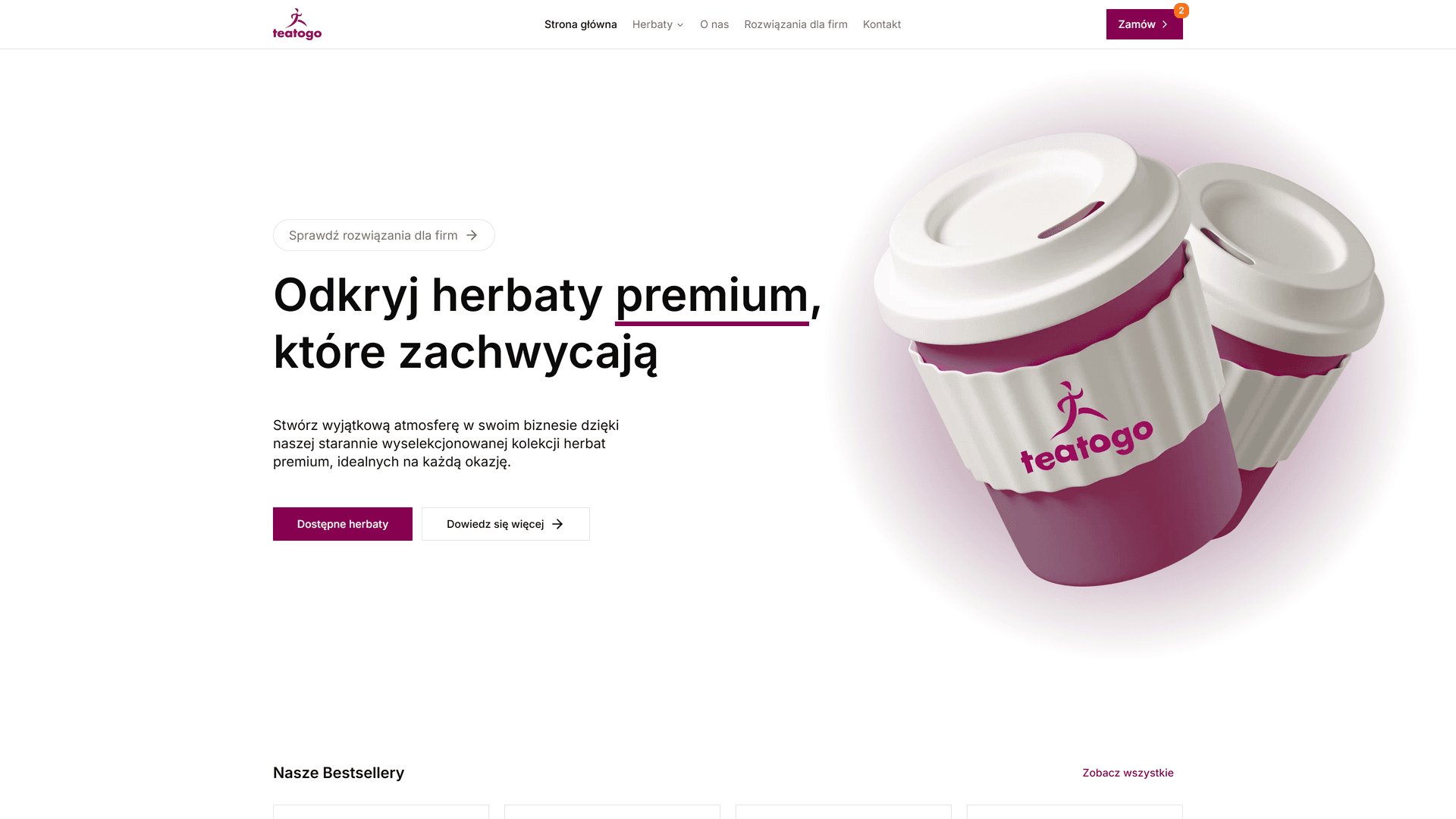 TeaToGo landing page